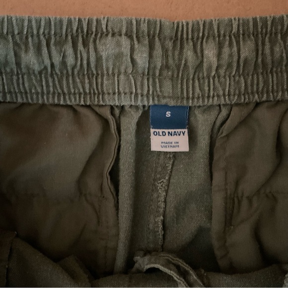 Linen Blend Pull On Pants Small Tapered Leg Green - Picture 7 of 8